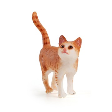 🌈「動物世界」兒童趣味仿真細紋小黃貓模型田園農場桌面貓咪家禽擺件