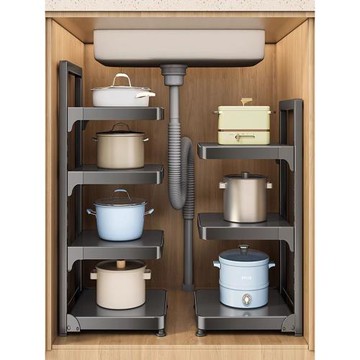 德國ERMO廚房鍋具收納架多層置物架柜內分層水槽下臺面多功能鍋架