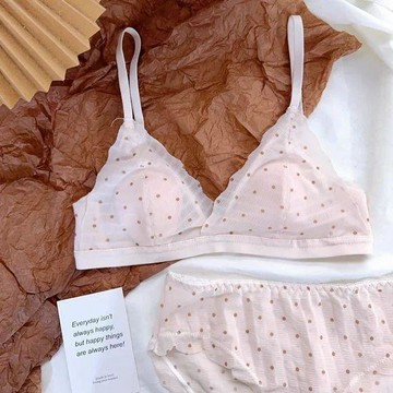 Xuan♥內衣女法式三角杯薄款無鋼圈兔耳杯小胸聚攏性感純欲風文胸罩套裝