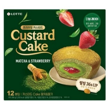 韓國🇰🇷LOTTE 樂天 抹茶草莓卡士達蛋糕 12入 | 內餡爆量升級 36% | 抹茶控必買 | 酸甜草莓內餡