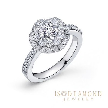 IS DIAMOND IGI 50分鑽石戒指 最白D /VS1 花滿 滾珠邊設計(培育鑽石)