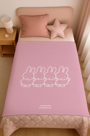 【Pinkoi x miffy】單人法蘭絨小毛氈/冷氣被*粉紅*