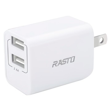 RASTO RB6 智慧型2.4A雙USB摺疊快速充電器  白色  1個