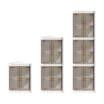 【免運】轉角收納櫃 折疊收納箱 儲物櫃 廚房收納架 客廳收納架 折疊櫃 置物箱 雙開門磁吸 可疊加 三角置物架