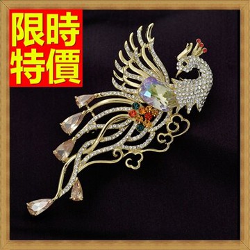 胸針胸章-鋯石孔雀水晶高檔胸針女別針65q5【獨家進口】【米蘭精品】