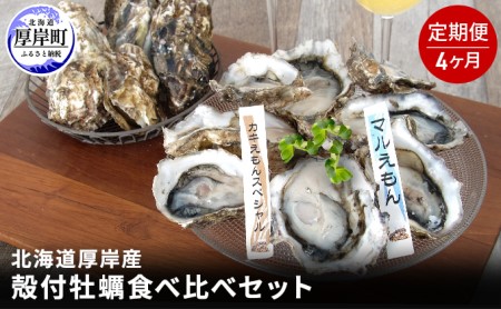 北海道厚岸産殻付牡蠣の食べ比べセット！（生食用）4ヶ月定期便