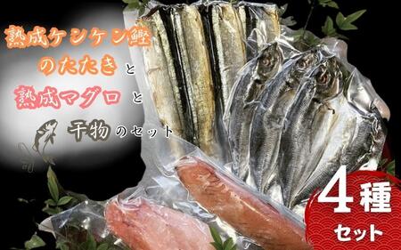 熟成ケンケン鰹のたたきと熟成マグロと干物のセット（まぐろ×1節、ケンケン鰹タタキ×1節 、干物×6枚）  マグロ 鮪 かつお カツオ かつおのたたき タタキ アジ 鯵 サンマ 秋刀魚  詰め合わせ 和歌山 すさみ