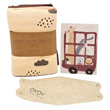 OYOY 有機棉紗布巾3條 Set 100%有機棉 70 x 70 cm 多用途  夢想彩虹 米色