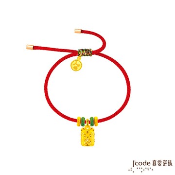 j'code真愛密碼金飾 大甲媽 虎爺平安符硬金編織手鍊-垂吊款