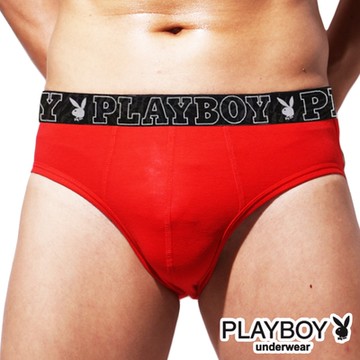 PLAYBOY 燙銀兔頭LOGO立體囊袋三角褲-紅