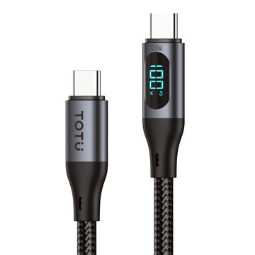 TOTU 拓途 CB-7系列 數顯 雙Type-C/PD充電線 傳輸線 閃充線 1.2M  黑色  1條