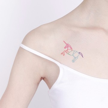 刺青紋身貼紙 / 摺紙幾何 獨角獸 Surprise Tattoos
