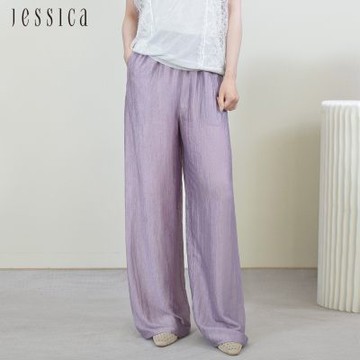 JESSICA - 鬆弛慵懶風醋酸鬆緊腰闊腿褲長褲J53211