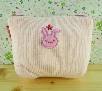 【震撼精品百貨】San-X動物家族 兔子 方形化妝包-粉花 震撼日式精品百貨