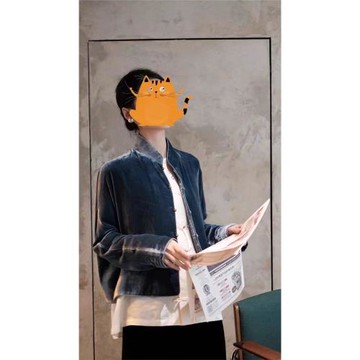 新中式國風藏藍色絲絨外套別致高級感超好看炸街休閑洋氣漂亮上衣