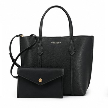 TORY BURCH PERRY 皮革手提斜背兩用包/附手拿包(黑)