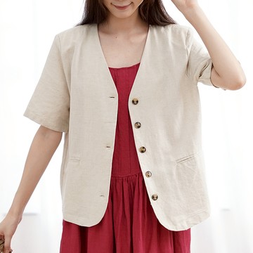 簡約V領排釦西服襯衫外套703004