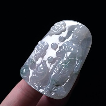 冰種飄花翡翠寶瓶觀音菩薩 | 裸石 | 天然緬甸玉翡翠A貨 | 送禮