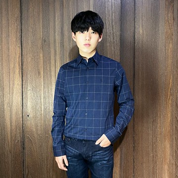 美國百分百【全新真品】Calvin Klein 長袖襯衫 男款 CK 上衣 休閒 格紋 襯衫 藍白 CS43