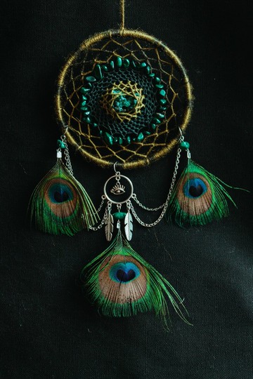 純手工捕夢網 Handmade Dreamcatcher－【孔雀－綠】