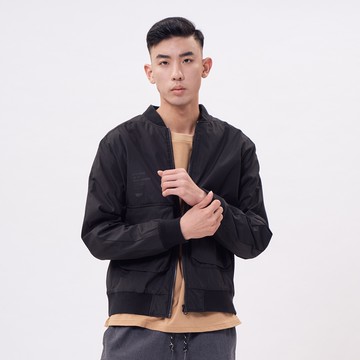 【5th STREET】 男裝 貼袋厚版印鋪棉外套-黑色 (510578)