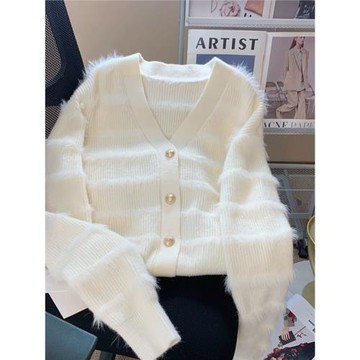 法式小眾流蘇毛毛邊針織開衫女2025秋冬新款時尚氣質軟糯毛衣外套