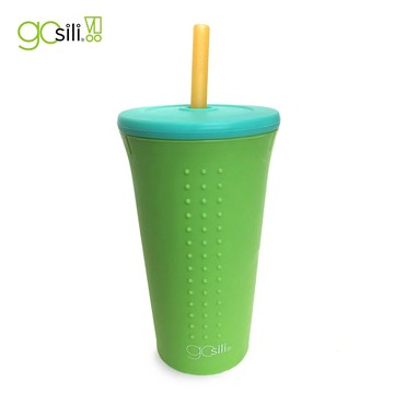 美國GoSili/Silikids ❚ 16oz ❚TOGO矽膠吸管隨行杯--青檸綠