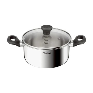 Tefal 特福 不鏽鋼電磁爐適用易煮雙耳鍋  1個  20cm  銀色