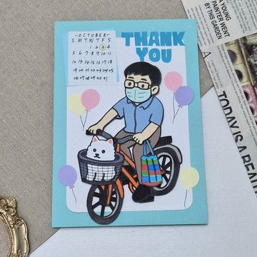 【預購】客製化手工卡片 似顏繪腳踏車款 情人節生日禮物手作機關