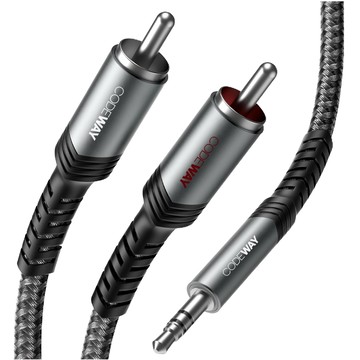 CODEWAY 3.5mm to 2RCA 高傳真音質 音源線 適用各類音響設備 10m  黑色  單一商品  1條