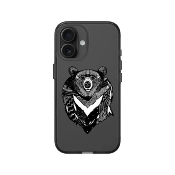 iPhone 16 Clear (相機按鈕) 酷墨灰 - 花生騷 WasangShow - 勇氣黑熊