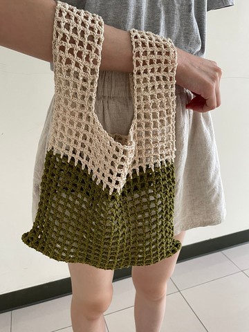 格子隨手包/手作/網袋