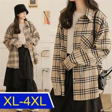 【韓國K.W.】格紋好感典雅古典襯衫上衣外套(防曬/長袖襯衫/長袖上衣/薄外套)