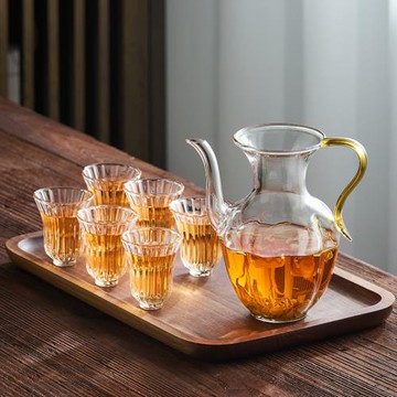 仿宋蓮花玻璃小茶壺耐高溫中式單壺帶過濾綠茶專用煮茶泡茶手執壺