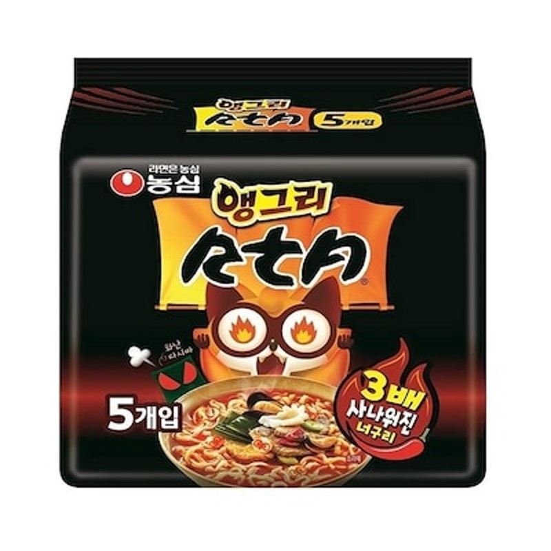 3倍辛い怒っ　農心　Nongshim]　アングリー狸ラーメン121g5個入　韓国食品　韓国ラーメンノグリうどん　LINEショッピング