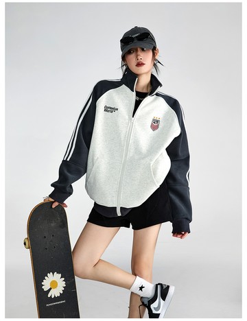 ICH MODE 美式運動外套女秋冬季2024年新款衛衣開衫夾克上衣chic【淘夢屋】