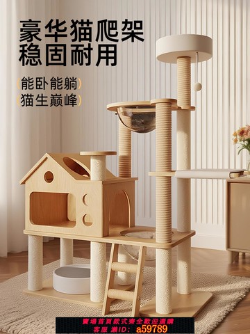【全網低價 可打統編】貓爬架貓窩貓樹一體大型太空艙仿實木通天柱貓咪架子跳臺用品大全