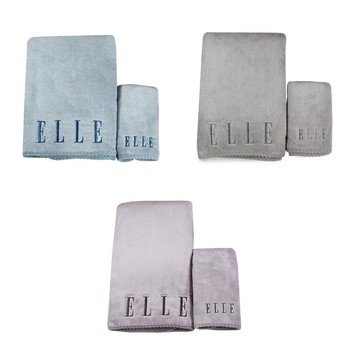【ELLE】法式時尚超吸水抗菌毛浴巾2入組 暮光紫【毛巾+浴巾】