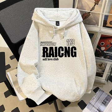 愛依依  帽T 連帽上衣 大學T 學院風 加絨保暖衫 S-3XL秋冬銀狐絨寬鬆百搭學院風情侶上衣外套-9127.