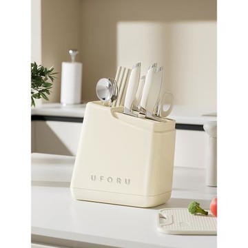 家用奶油系刀架置物架家用臺面廚房餐具刀具筷子筒一體收納架純刀