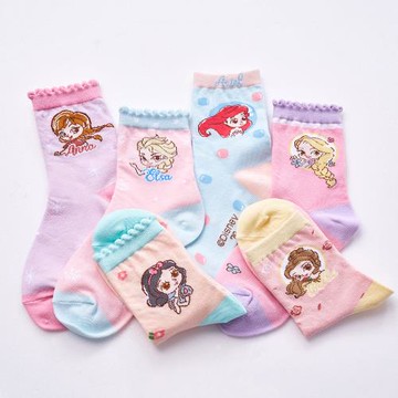 【ONEDER】正版迪士尼公主短襪 艾莎女童襪 白雪公主 小美人魚 貝兒公主 15-18/19-21cm-1雙組
