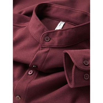 新中式安哥拉紅保暖磨毛加絨加厚襯衫男款長袖秋冬本命年立領襯衣