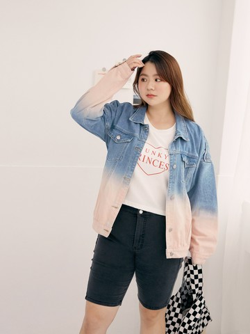 水洗漸層刷色棉質牛仔外套