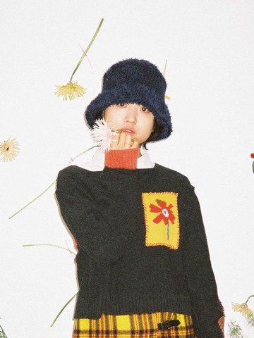 Patched Furry Hat All Navy