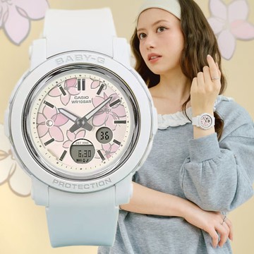 CASIO 卡西歐 BABY-G 精緻優雅花卉雙顯錶 女錶 BGA-290FL-7A
