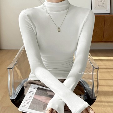 【Fee隔日到貨6色】加絨立領長袖內搭上衣🔥高領上衣 修身上衣 內搭衣 內搭上衣 打底衣 打底衫 秋冬穿搭 秋冬