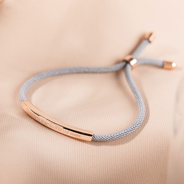 MARIGOLD 西德鋼幸福牌飾尼龍繩抽拉手環-女款/灰