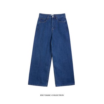 IDLT 闊腿喇叭牛仔褲 深色水洗中腰廓形寬松加肥加大碼潮男女ins