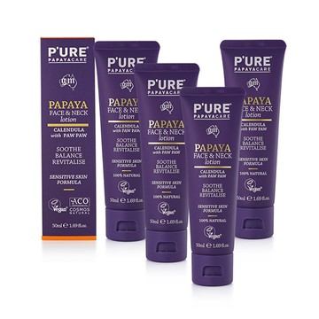 【澳洲 Pure Papayacare】木瓜臉頸乳液含金盞花玻尿酸 50ml x4入 專業級