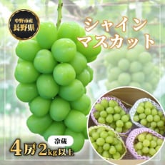 　長野県　中野市産　シャインマスカット4房(2.0kg以上)